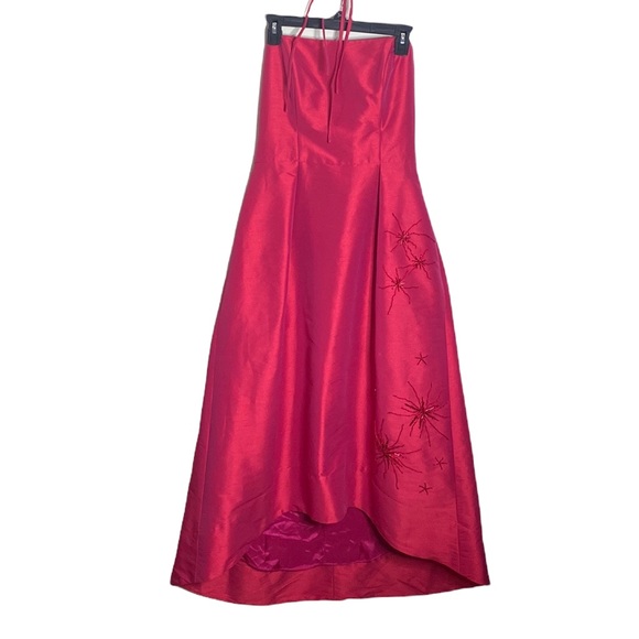 Alfred Sung beaded bridesmaid full length dress with high low hem Sangria sz 12 - Picture 1 of 9